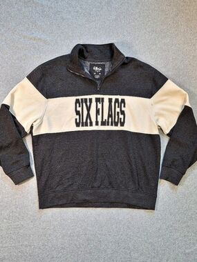 Six Flags Color Block Quarter-Zip Sweatshirt Size Medium